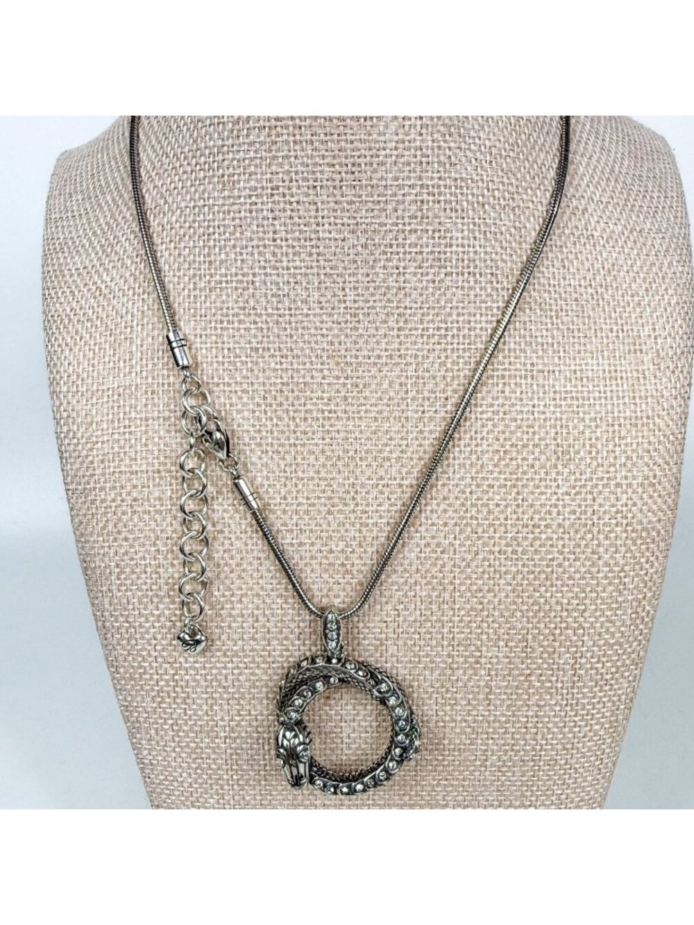 Brighton Silver Tone Coiled Snake Rhinestones Pendant Necklace